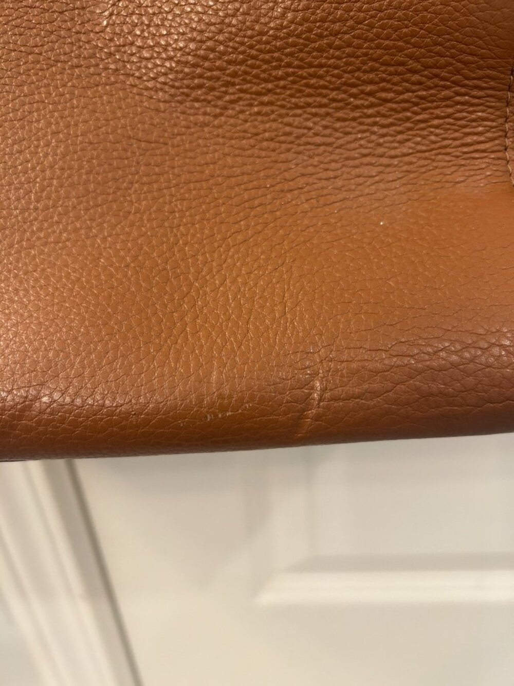 Kate Spade Pebbled Leather Tote Brown Cognac Pink Lining Large Work Bag - Picture 4 of 5